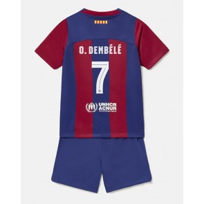 Barcelona Ousmane Dembele #7 babykläder Hemmatröja barn 2023-24 Korta ärmar (+ Korta byxor)